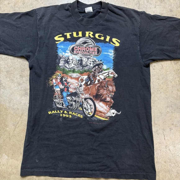 Fruit of the Loom Other - Vintage Sturgis Shirt Mens Large Black Chrome Specialties Rally 1993 90s